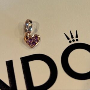 Pandora Rose Gold Heart Charm with Purple Sparkling Stones! 💜